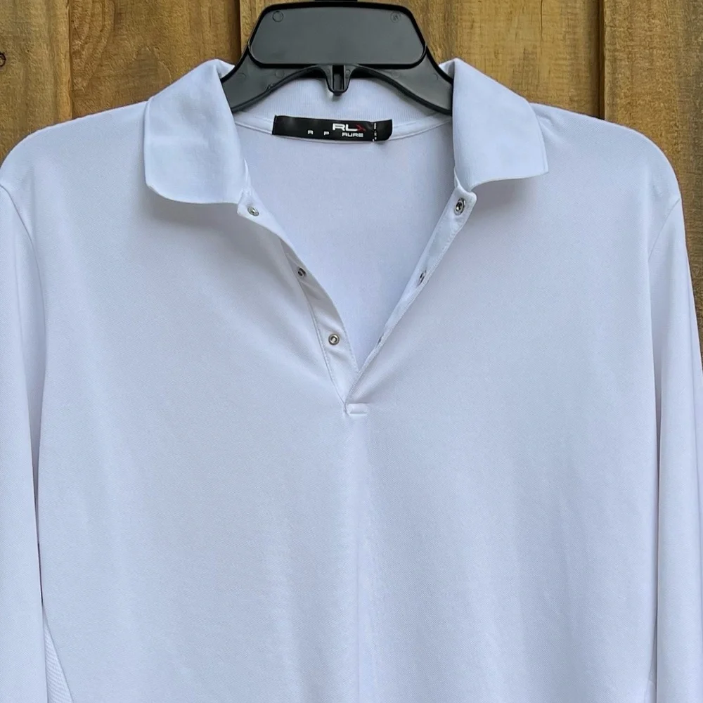Ralph Lauren RLX Long Sleeve Snap Buttons White Polo Men’s
